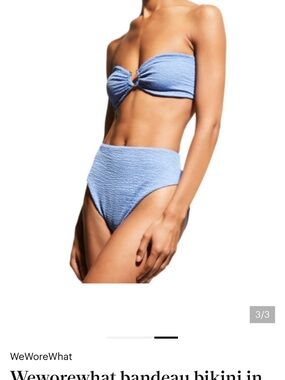 WeWoreWhat Sky Blue Textured Bandeau Bikini Set including skirt - Size M